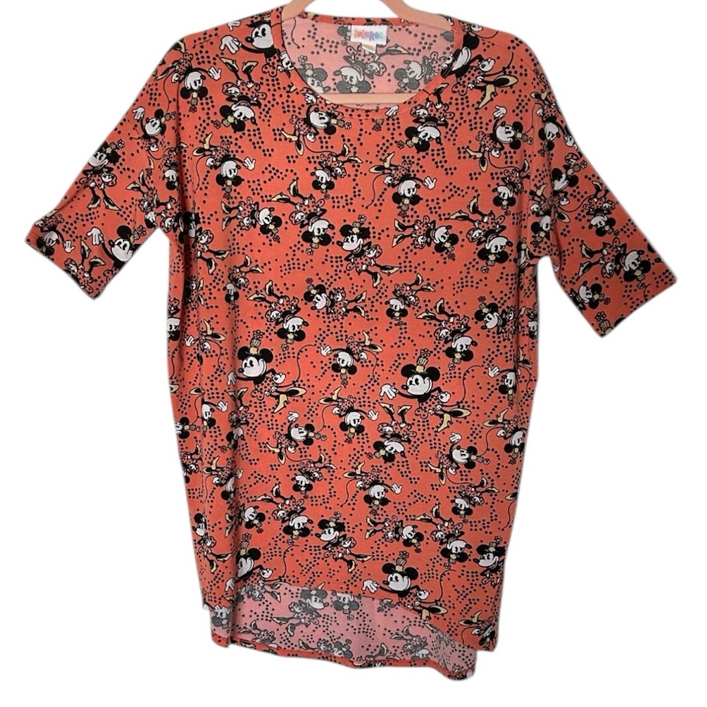 🟣 4/$15 LuLaRoe Disney Mickey Mouse Print short sleeve top high low size XXS